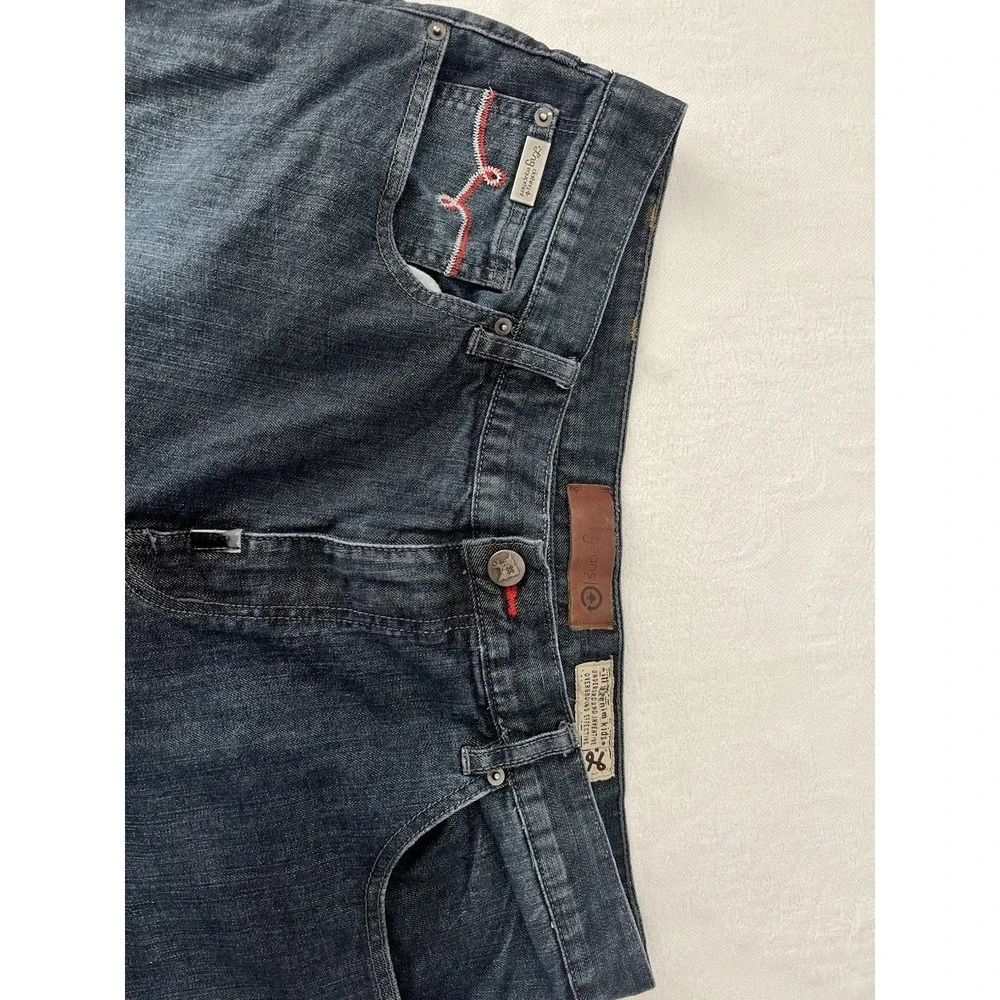Vintage Y2K LRG Denim Shorts Mens 38 Baggy Embroidered Skater Hip Hop Jean Jorts
